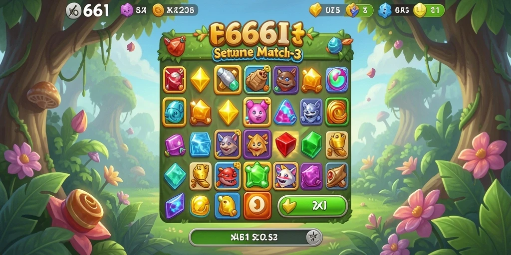 Tampilan gameplay seru dalam permainan Match-3 666I.