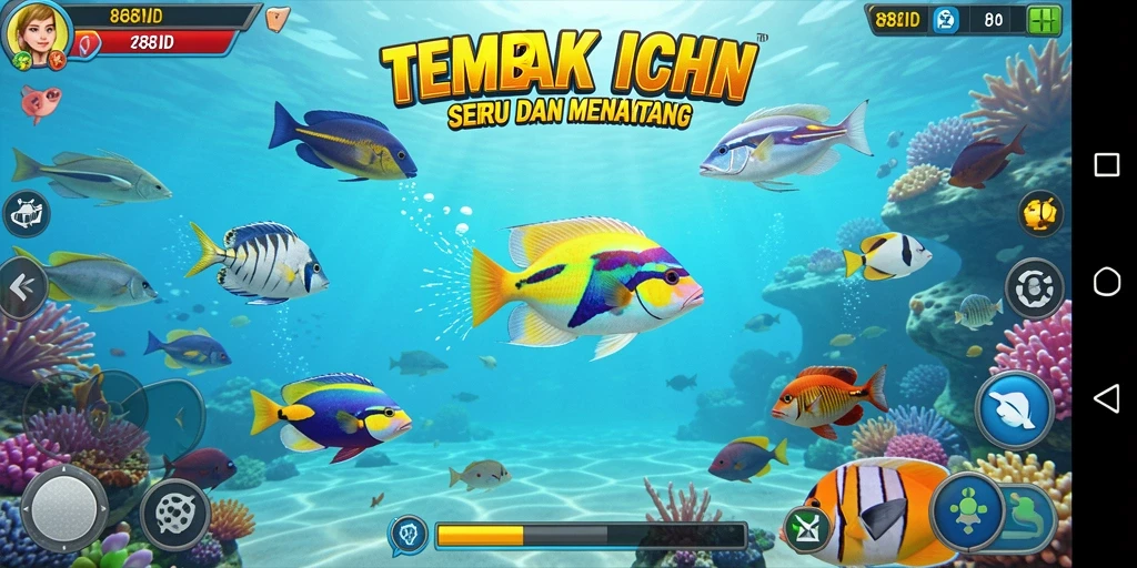 Gameplay menembak ikan yang seru dan mengasyikkan.