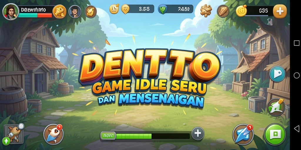 Screenshot gameplay DENTOTO menampilkan karakter yang sedang mengumpulkan sumber daya.