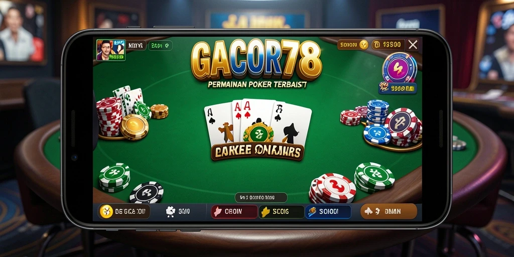 Screenshot gameplay GACOR78 menunjukkan keseruan bermain Poker dengan teman.