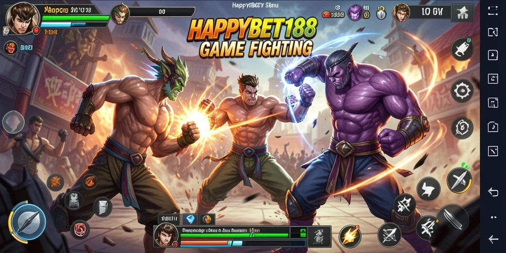 Screenshot dari gameplay Fighting di HAPPYBET188 yang menampilkan aksi seru.