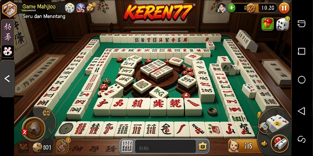Tampilan gameplay Mahjong yang menarik di KEREN77.