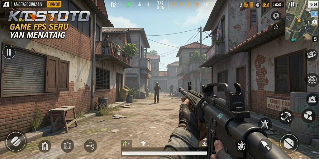 Gameplay seru di KOSTOTO dengan aksi tembak-menembak yang intens.