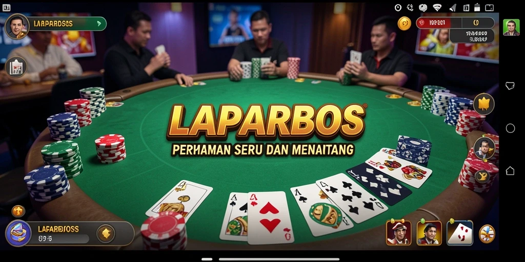 Screenshot utama LAPARBOS menampilkan gameplay poker yang seru dan interaktif.