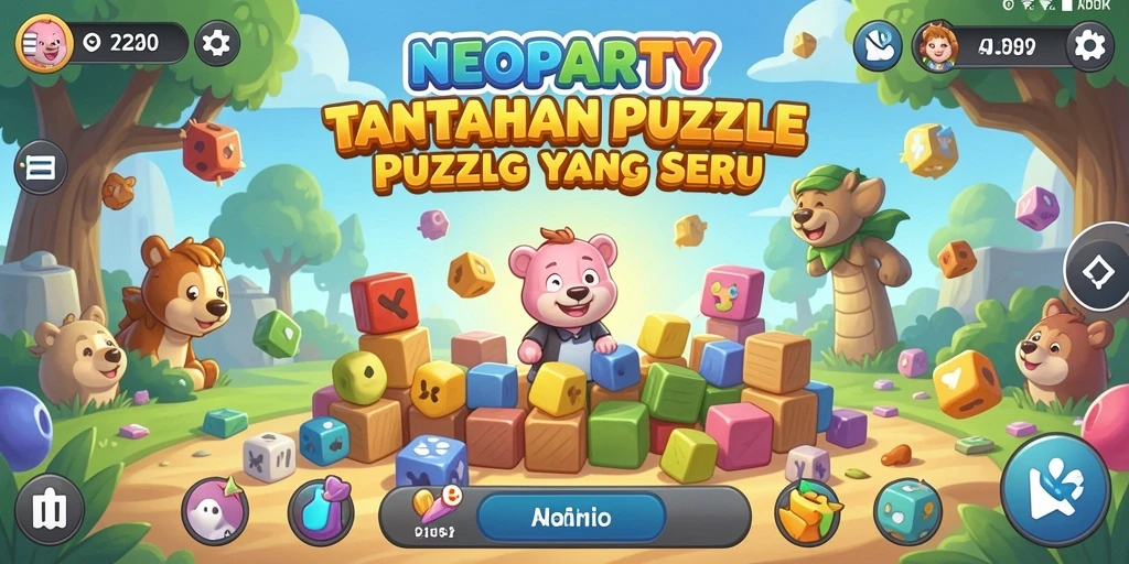 Screenshot gameplay NEOPARTY yang menunjukkan tantangan Puzzle yang menarik.