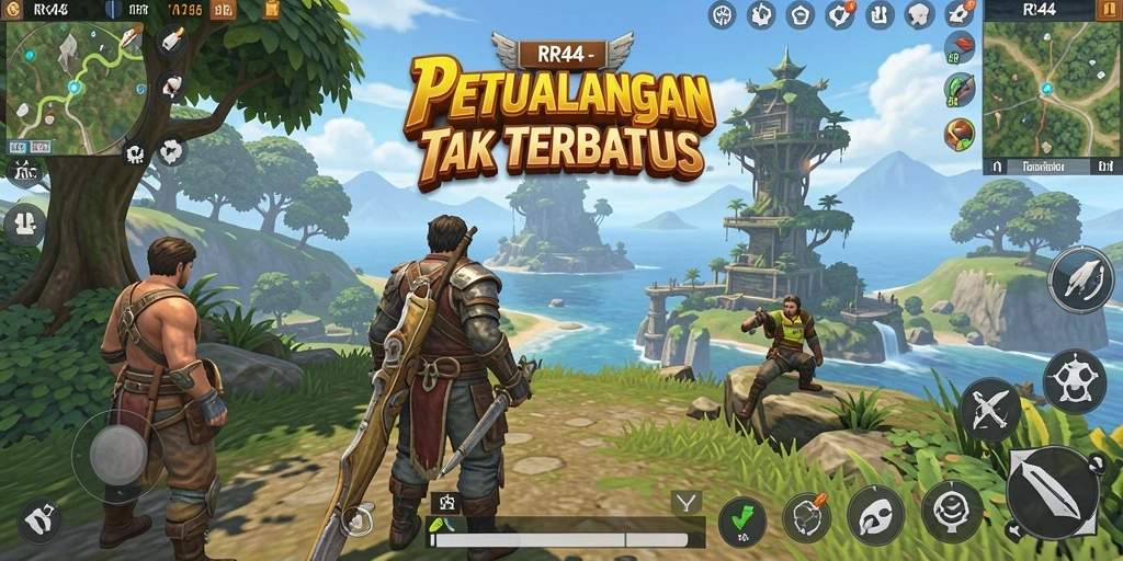 Screenshot menampilkan pemain menjelajahi dunia terbuka yang menakjubkan di RR44.